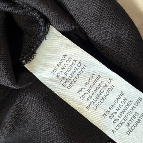 Chicos Womens Black Lace Trim Ponte Stretch 3/4 Sleeve Top Size 2 Large - Picture 3 of 5